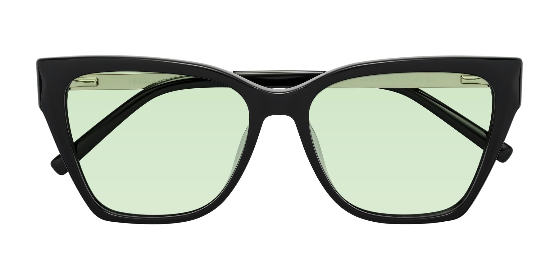 Folded Front of Swartz in Black with Light Green Tinted Lenses