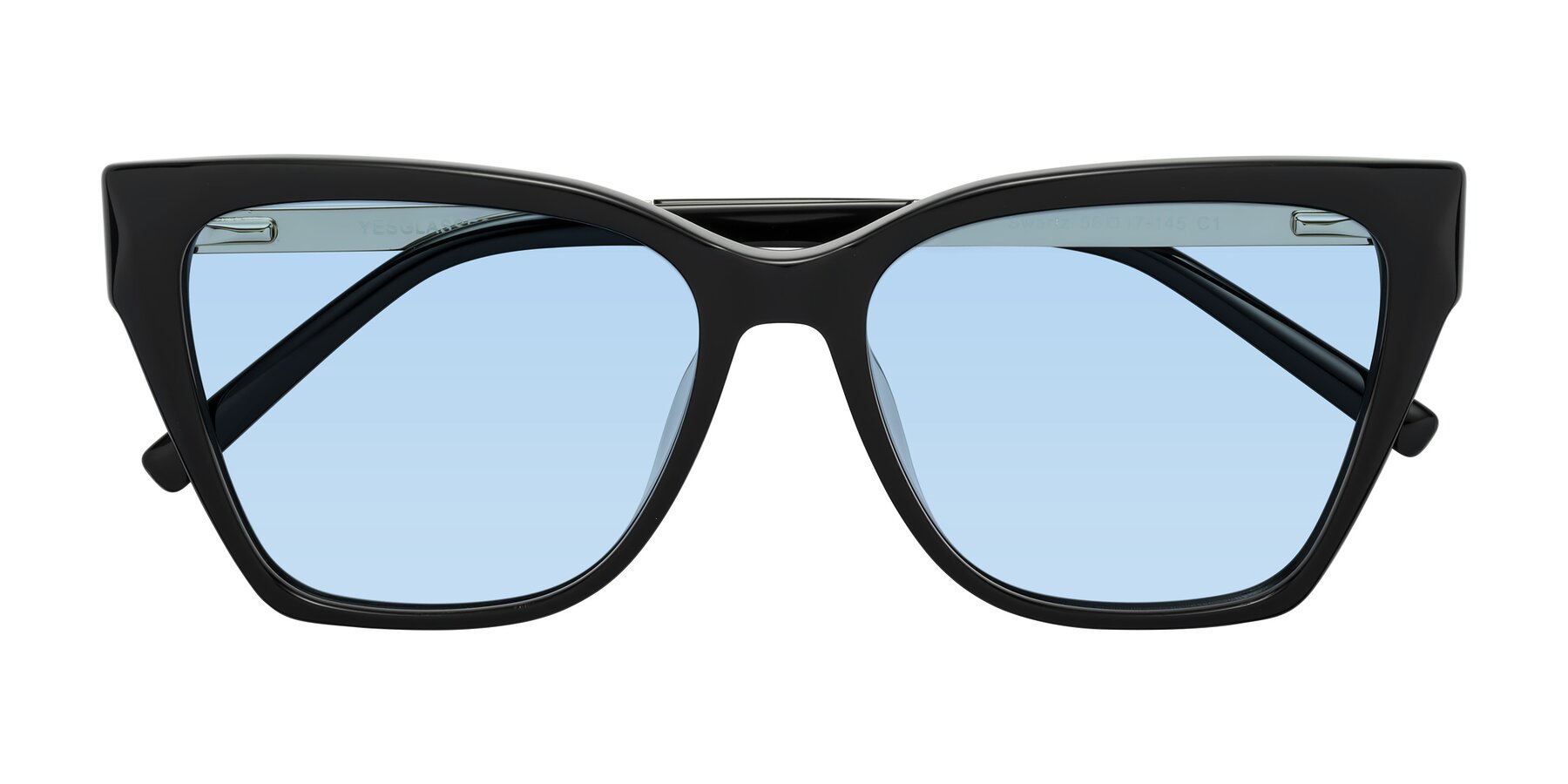 Folded Front of Swartz in Black with Light Blue Tinted Lenses