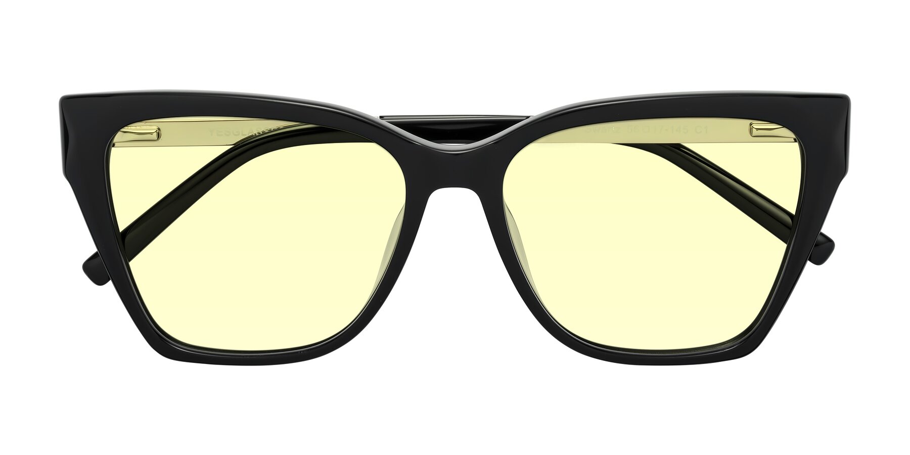 Folded Front of Swartz in Black with Light Yellow Tinted Lenses