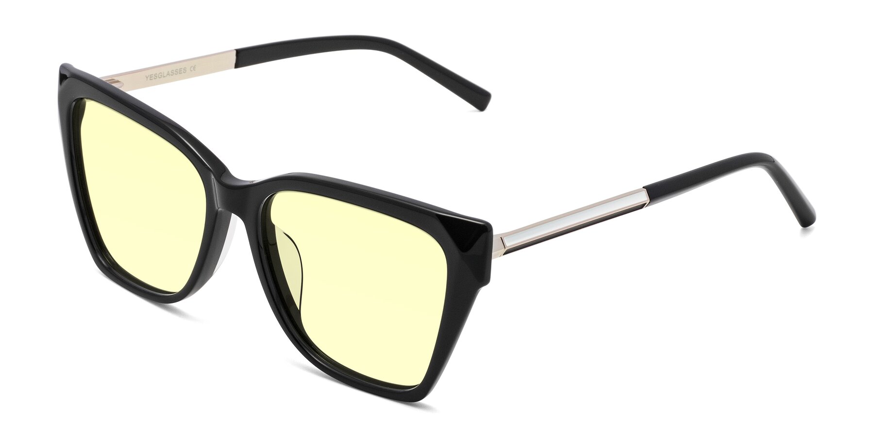 Angle of Swartz in Black with Light Yellow Tinted Lenses