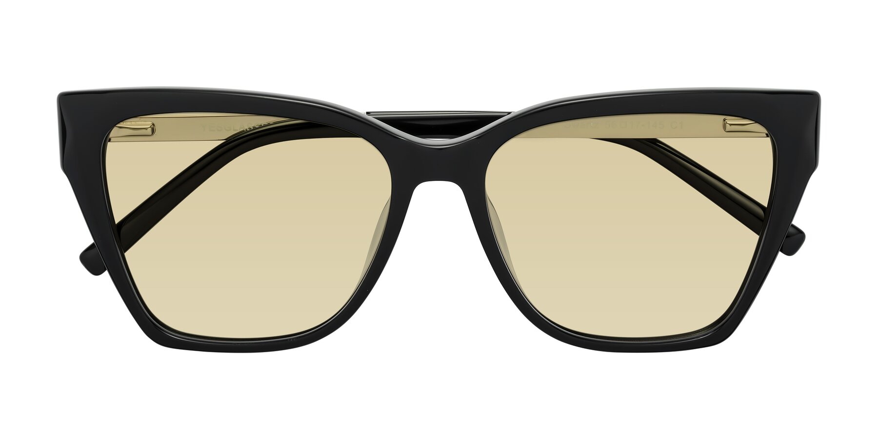 Folded Front of Swartz in Black with Light Champagne Tinted Lenses