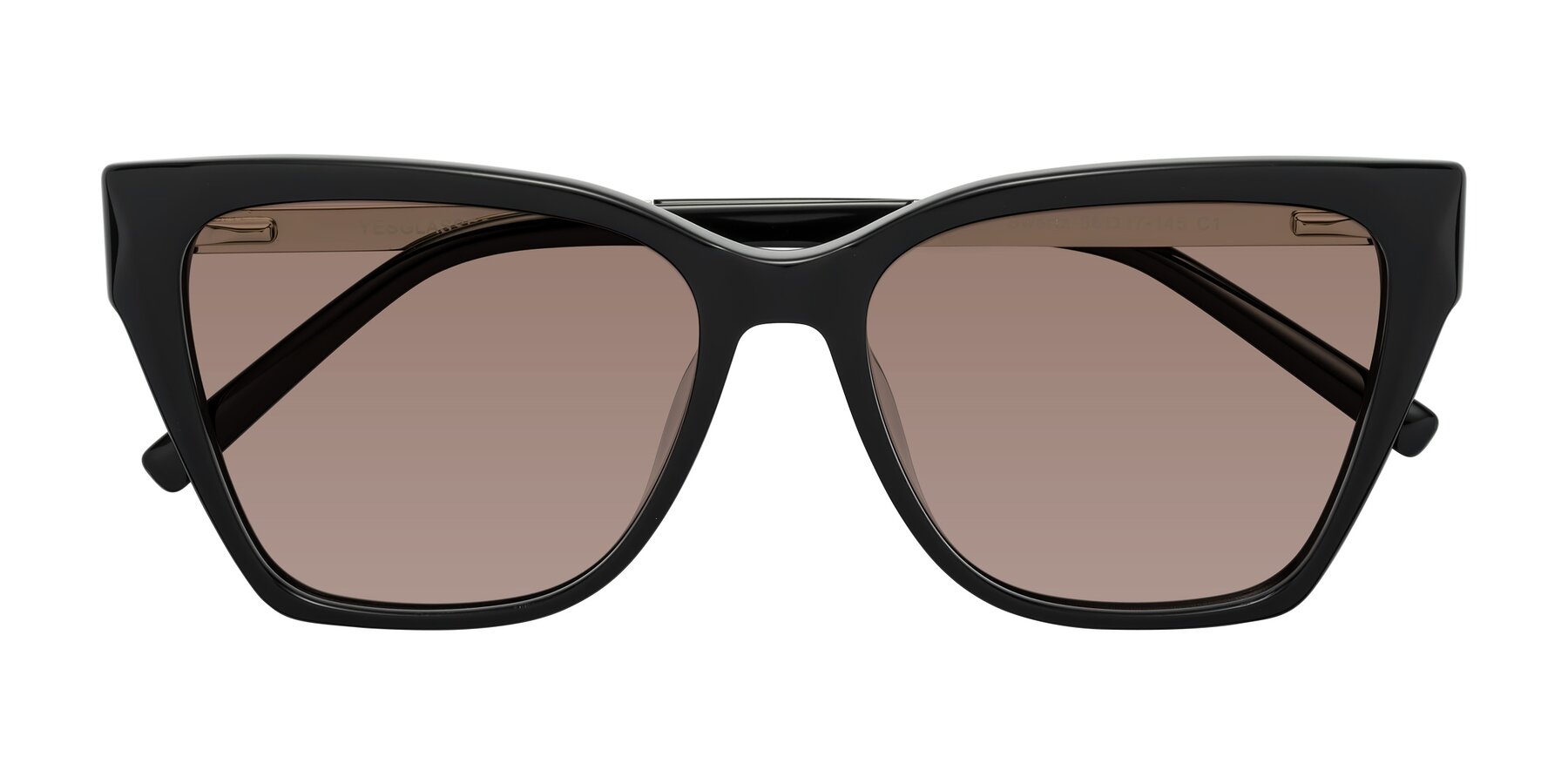Folded Front of Swartz in Black with Medium Brown Tinted Lenses