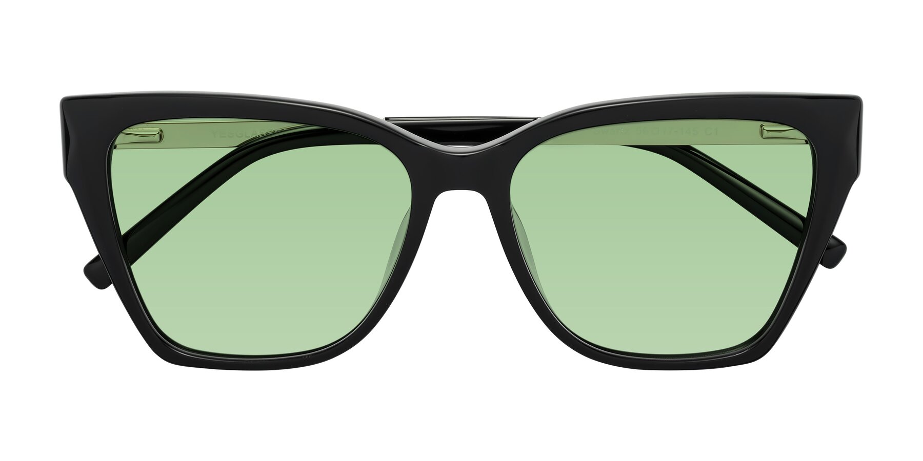 Folded Front of Swartz in Black with Medium Green Tinted Lenses