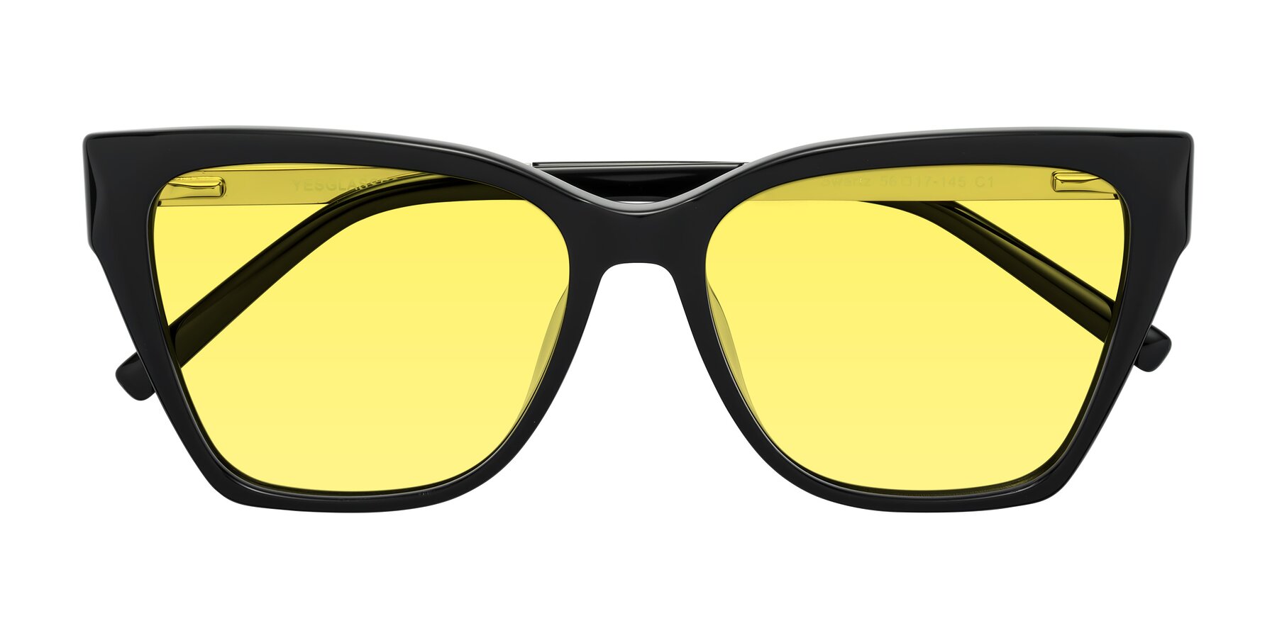 Folded Front of Swartz in Black with Medium Yellow Tinted Lenses