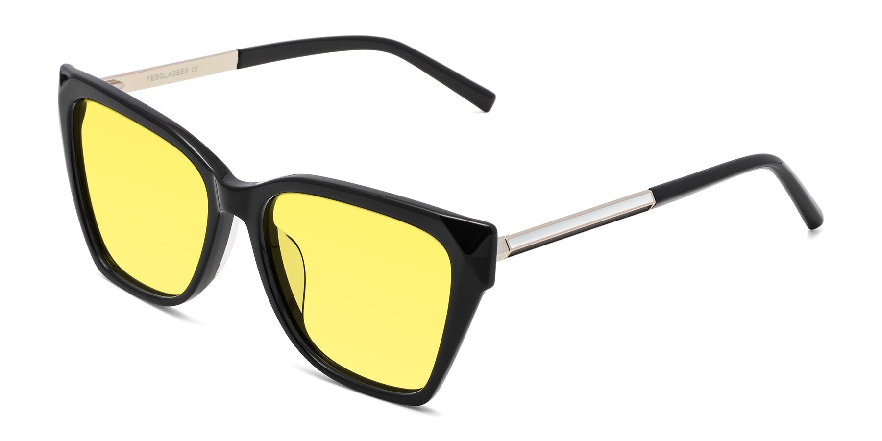 Angle of Swartz in Black with Medium Yellow Tinted Lenses