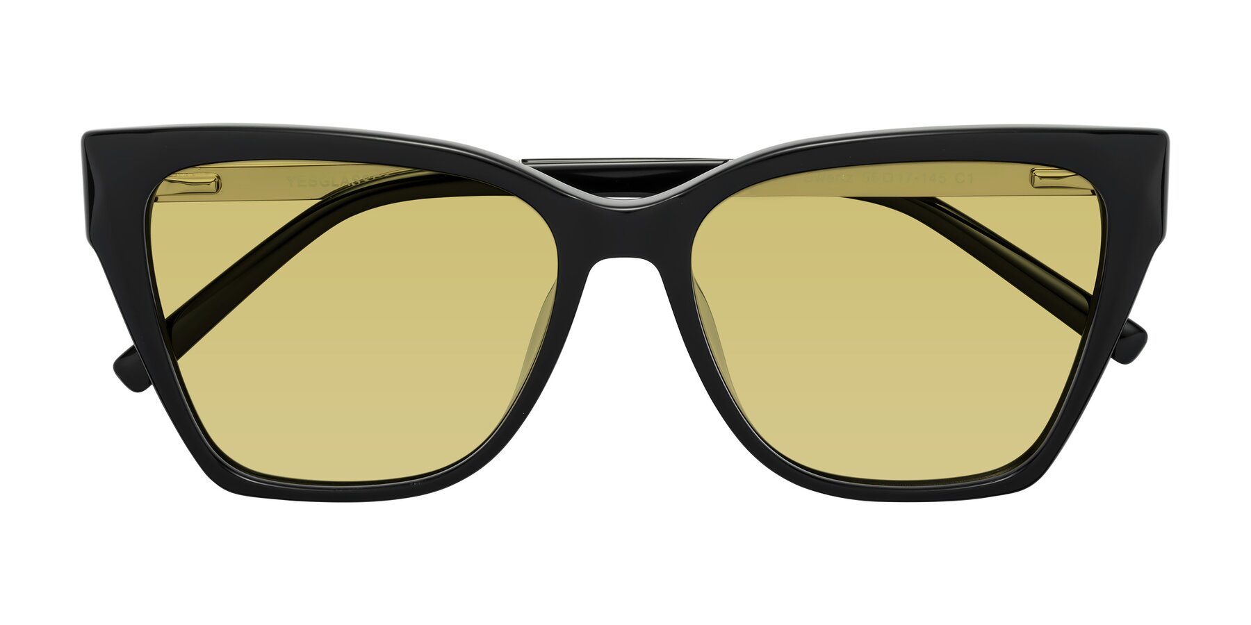 Folded Front of Swartz in Black with Medium Champagne Tinted Lenses