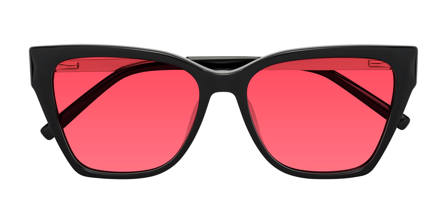 Folded Front of Swartz in Black with Red Tinted Lenses