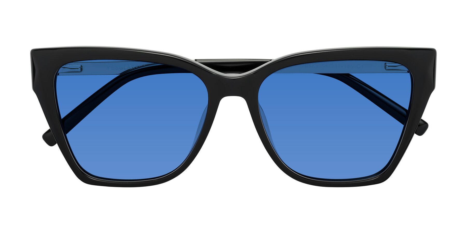 Folded Front of Swartz in Black with Blue Tinted Lenses