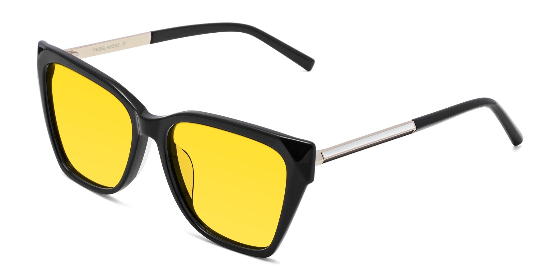 Angle of Swartz in Black with Yellow Tinted Lenses