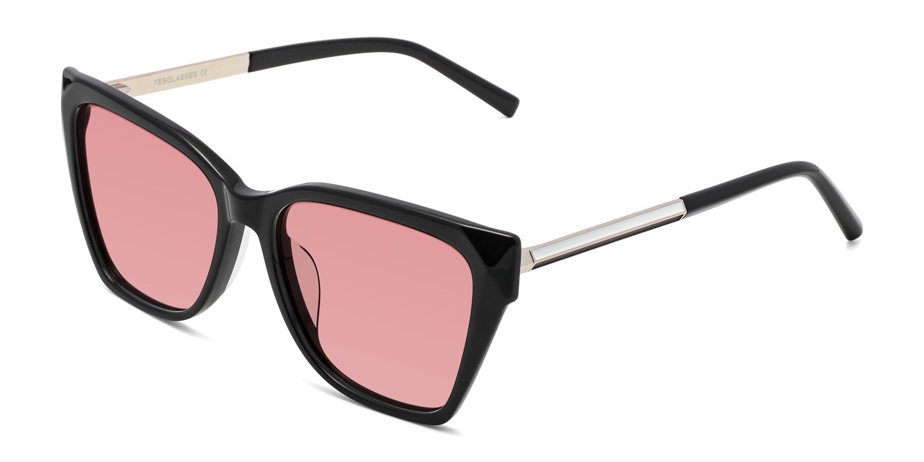 Angle of Swartz in Black with Medium Garnet Tinted Lenses