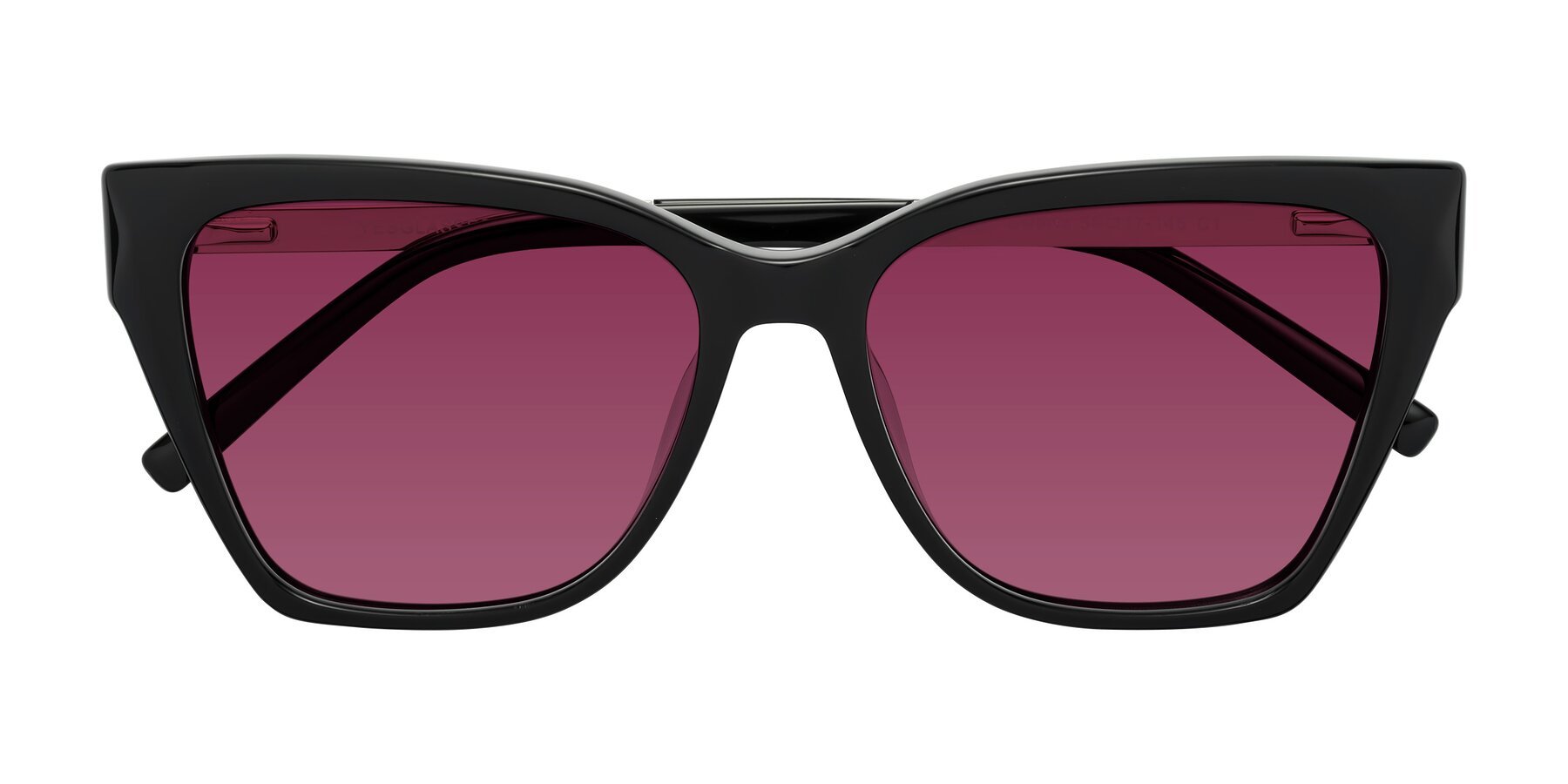 Folded Front of Swartz in Black with Wine Tinted Lenses