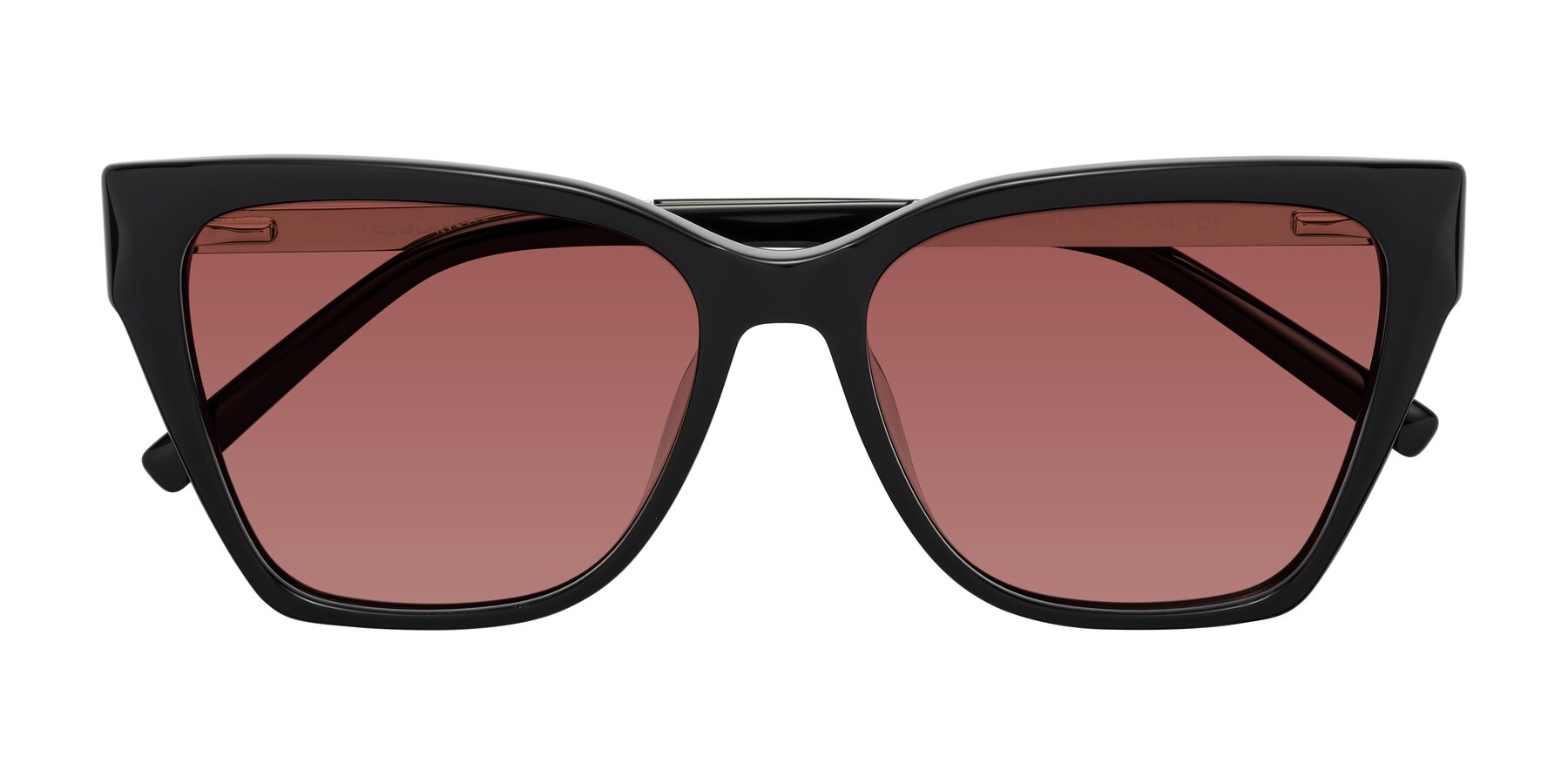 Folded Front of Swartz in Black with Garnet Tinted Lenses