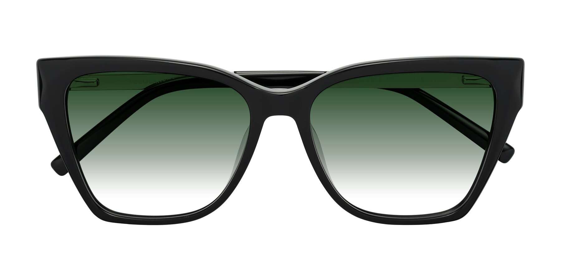 Folded Front of Swartz in Black with Green Gradient Lenses