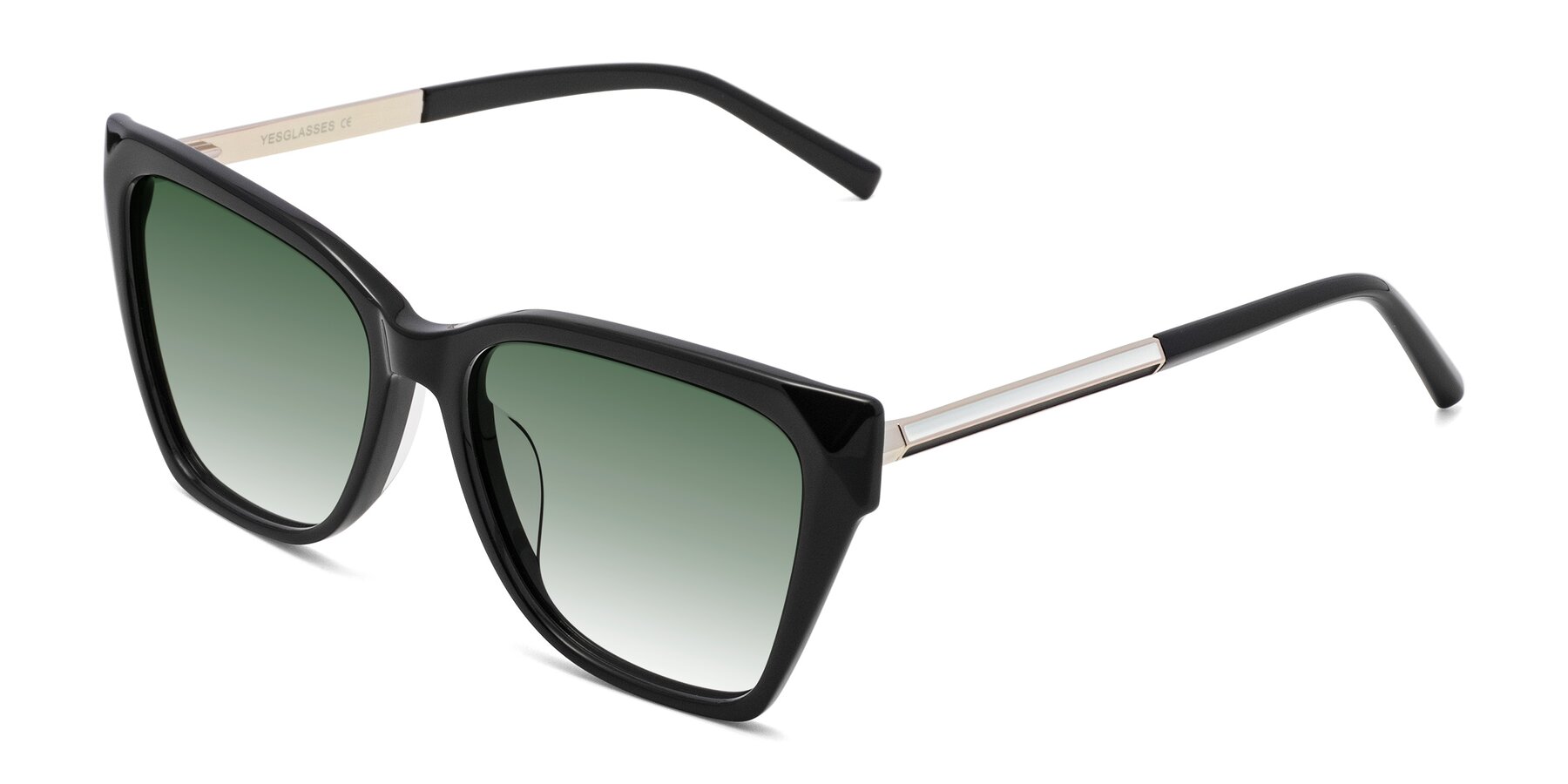 Angle of Swartz in Black with Green Gradient Lenses