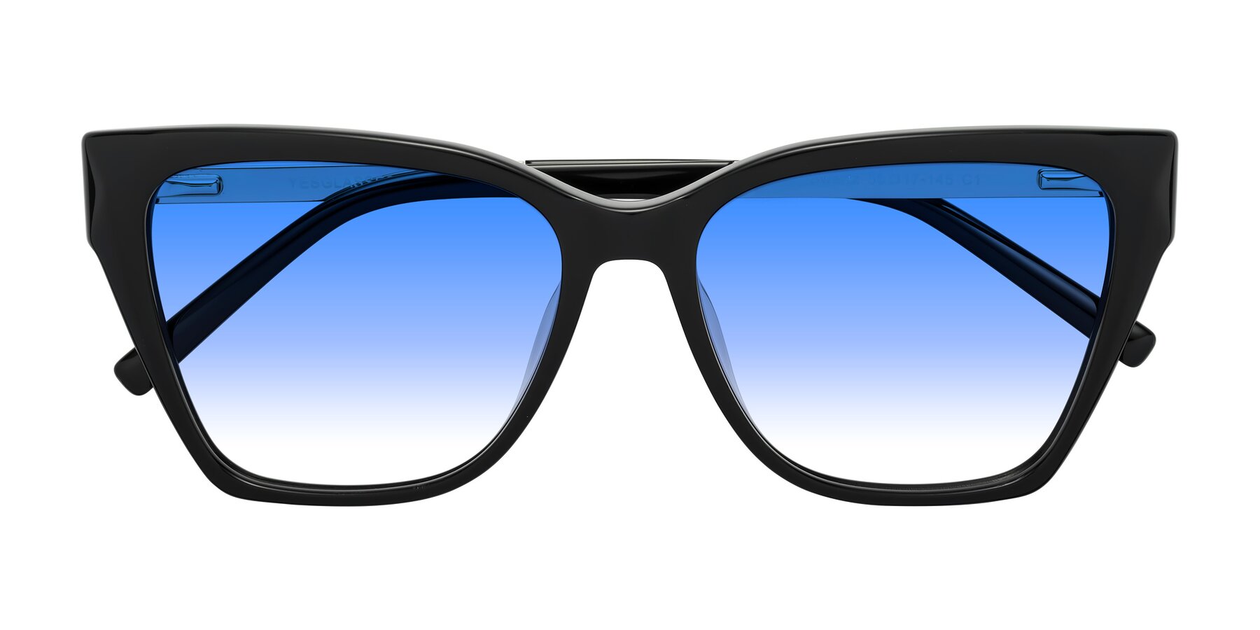 Folded Front of Swartz in Black with Blue Gradient Lenses