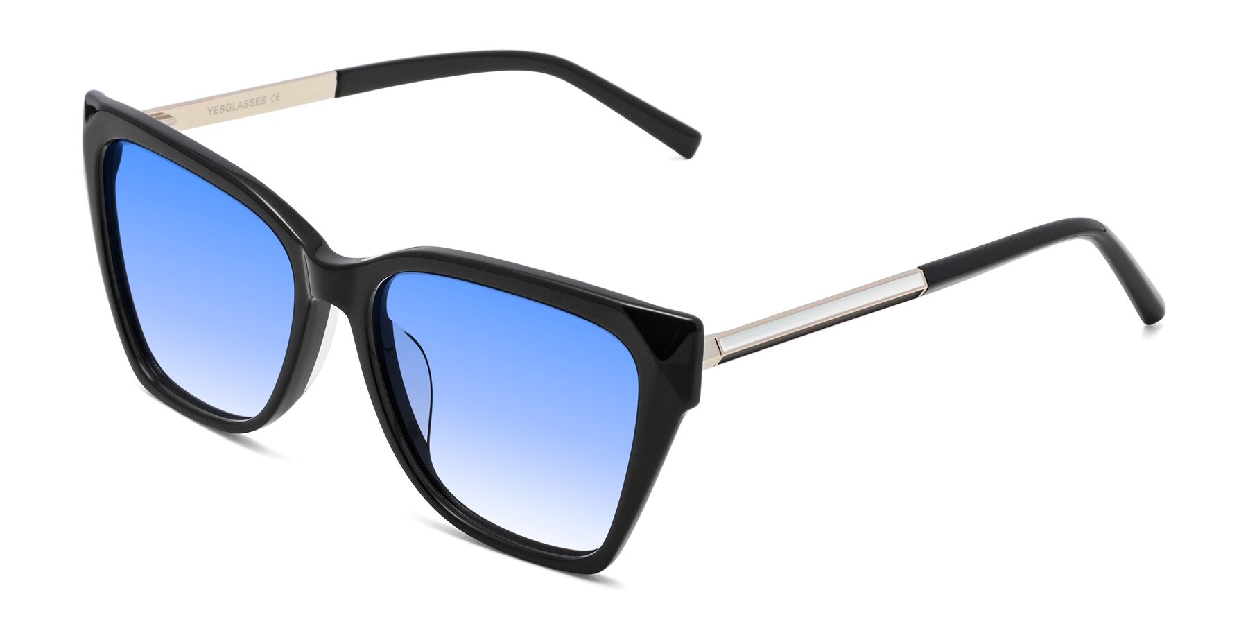 Angle of Swartz in Black with Blue Gradient Lenses