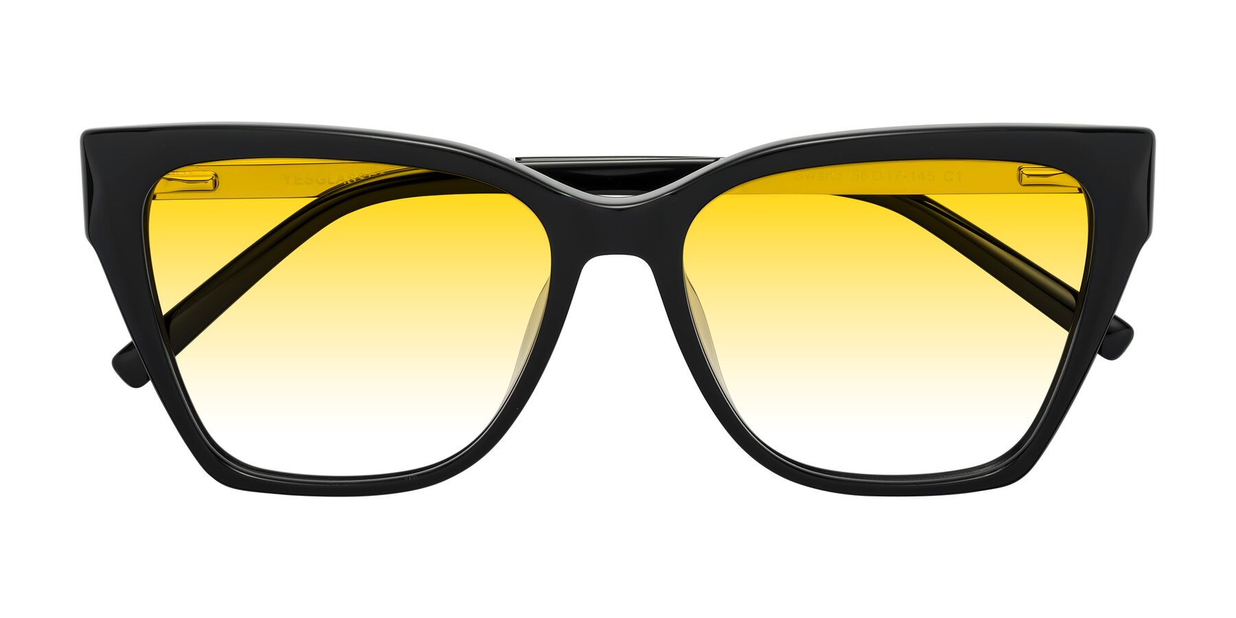 Folded Front of Swartz in Black with Yellow Gradient Lenses