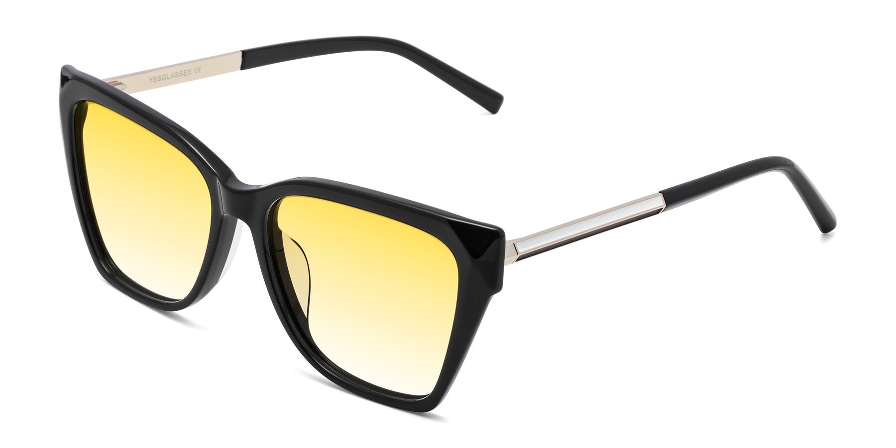 Angle of Swartz in Black with Yellow Gradient Lenses