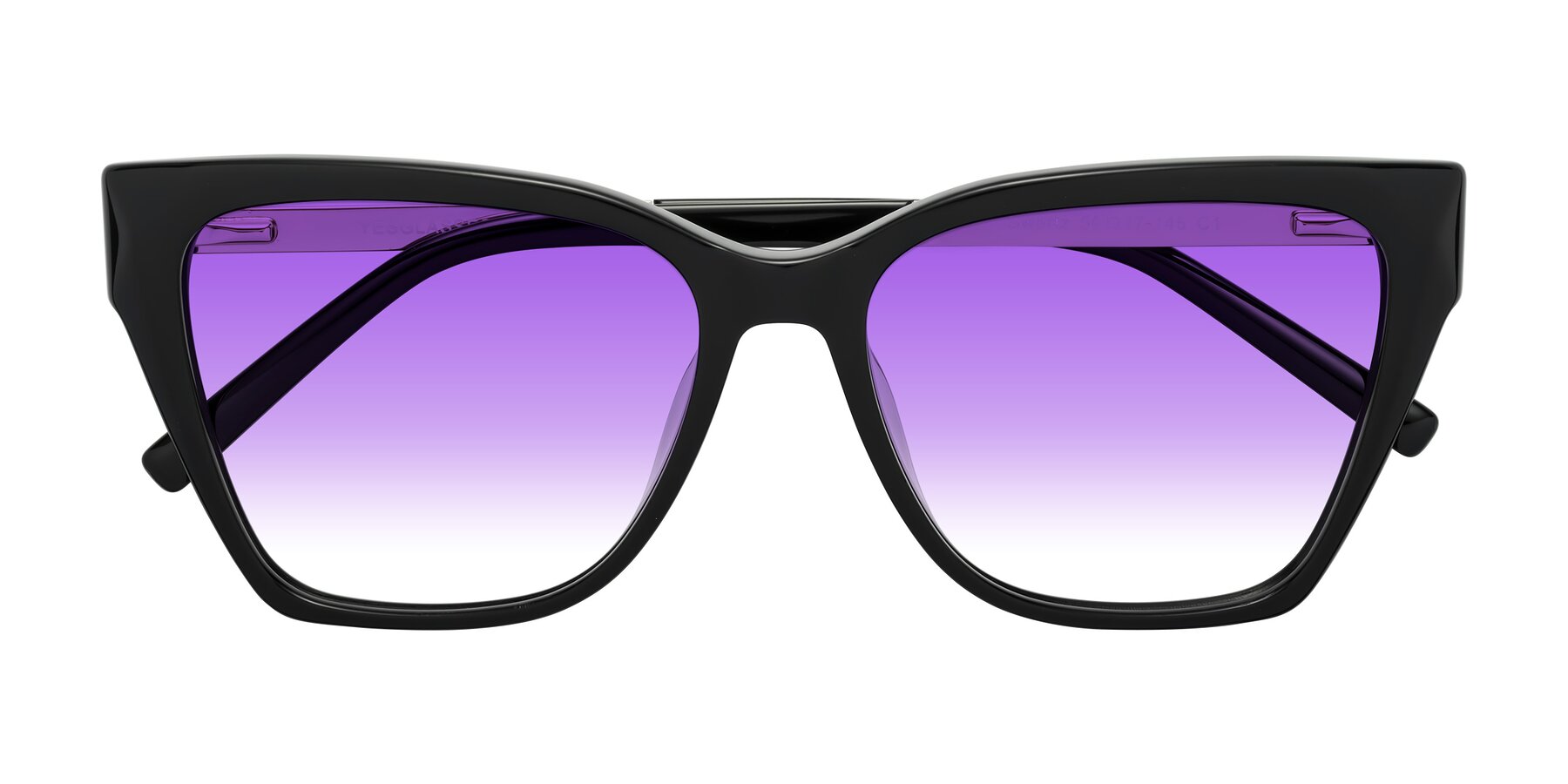 Folded Front of Swartz in Black with Purple Gradient Lenses