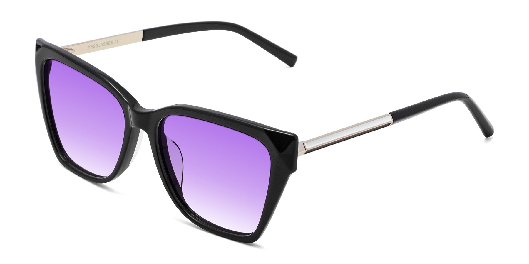 Angle of Swartz in Black with Purple Gradient Lenses