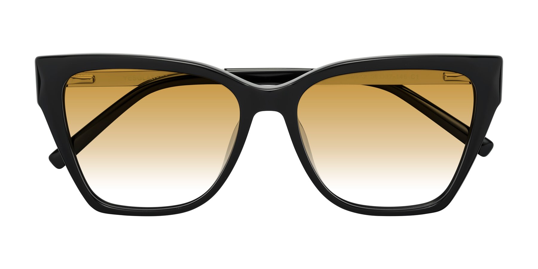 Folded Front of Swartz in Black with Champagne Gradient Lenses