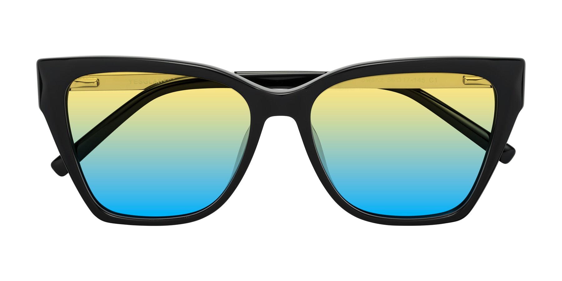 Folded Front of Swartz in Black with Yellow / Blue Gradient Lenses