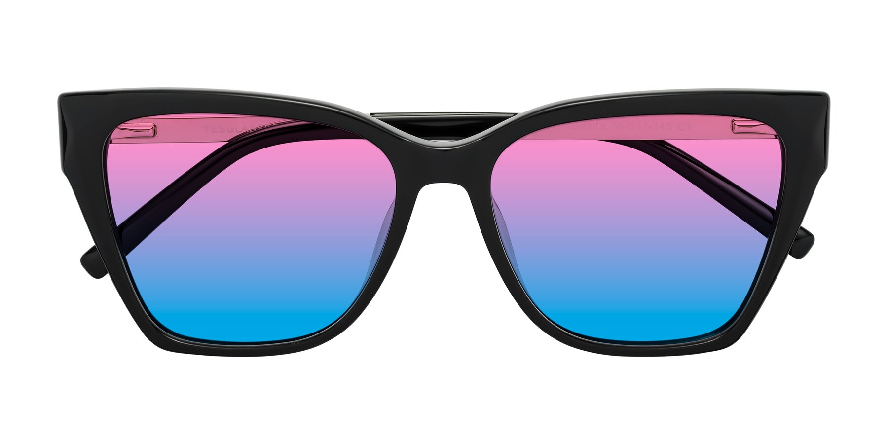 Folded Front of Swartz in Black with Pink / Blue Gradient Lenses