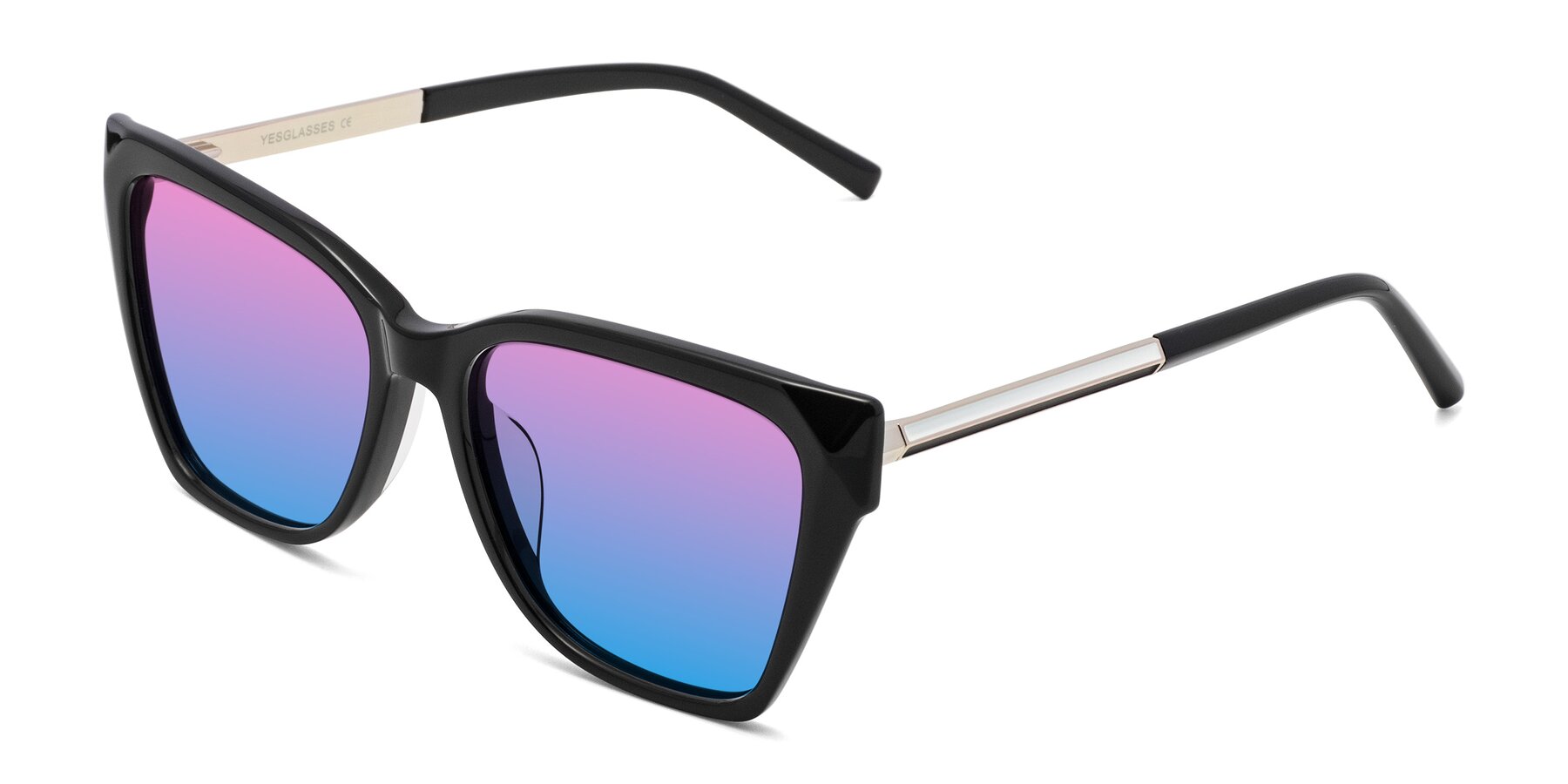 Angle of Swartz in Black with Pink / Blue Gradient Lenses