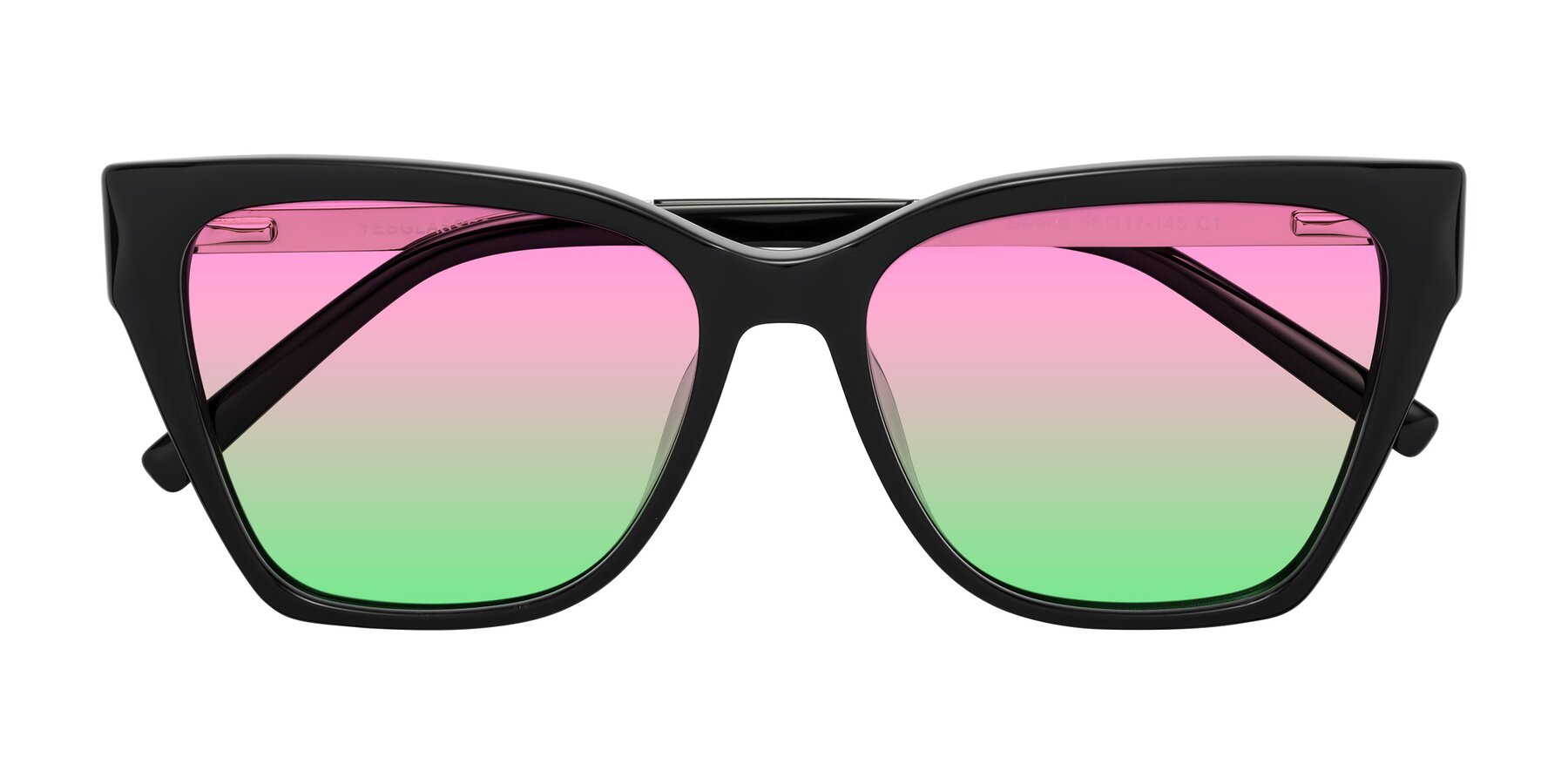 Folded Front of Swartz in Black with Pink / Green Gradient Lenses