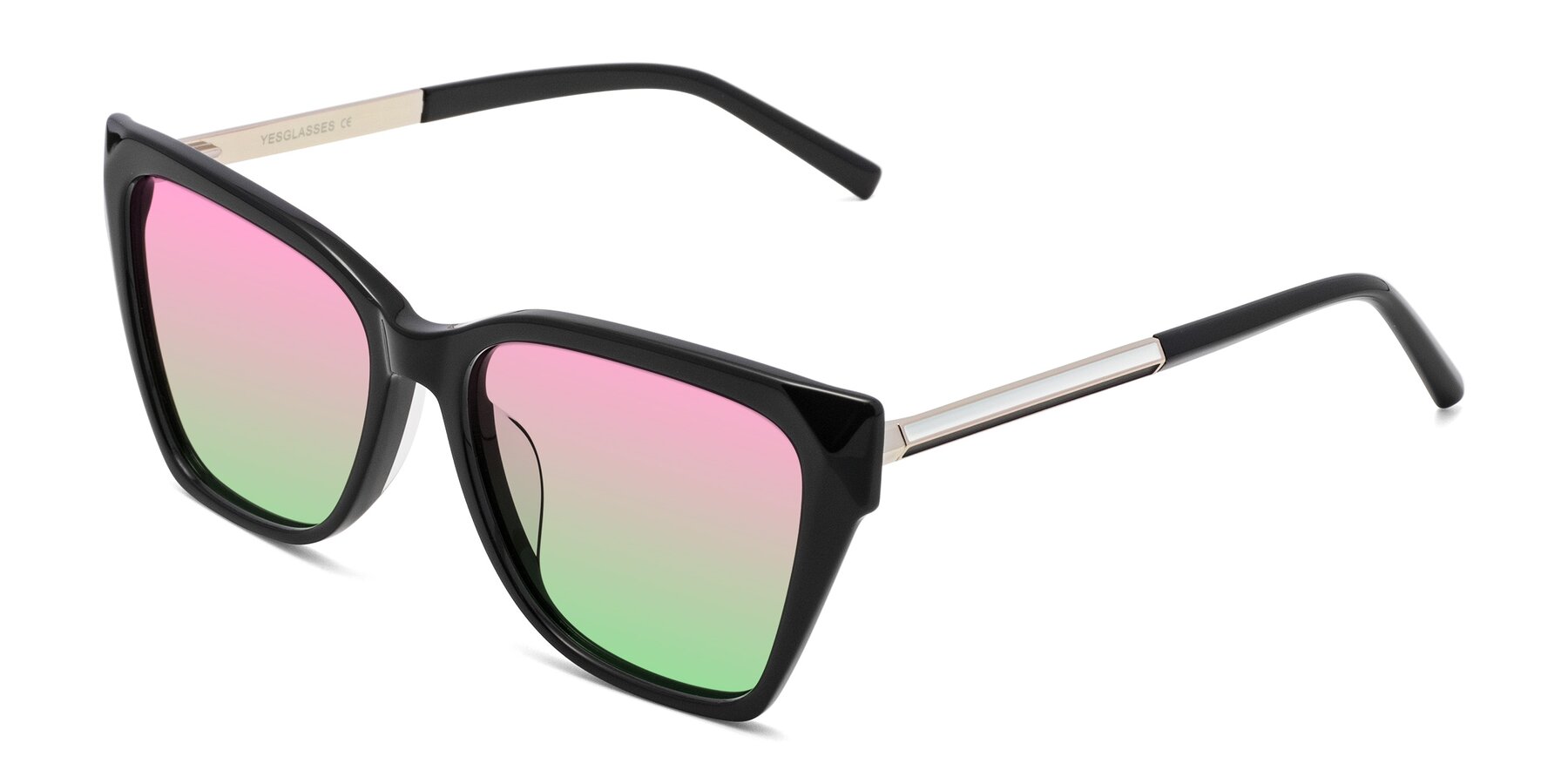 Angle of Swartz in Black with Pink / Green Gradient Lenses