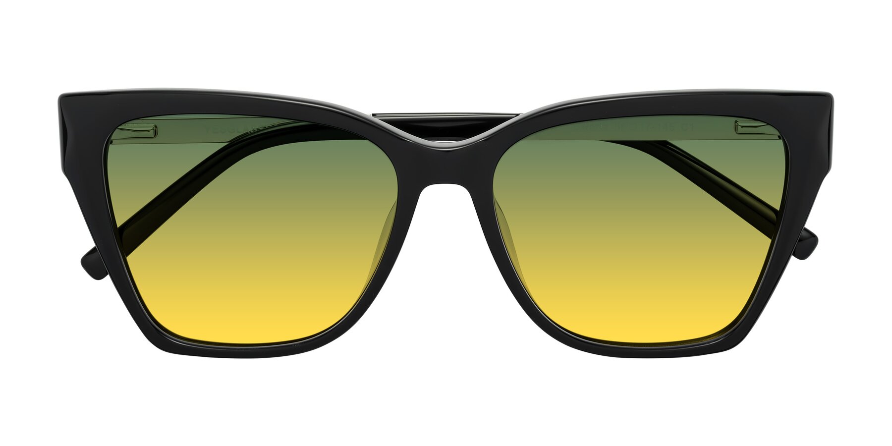 Folded Front of Swartz in Black with Green / Yellow Gradient Lenses