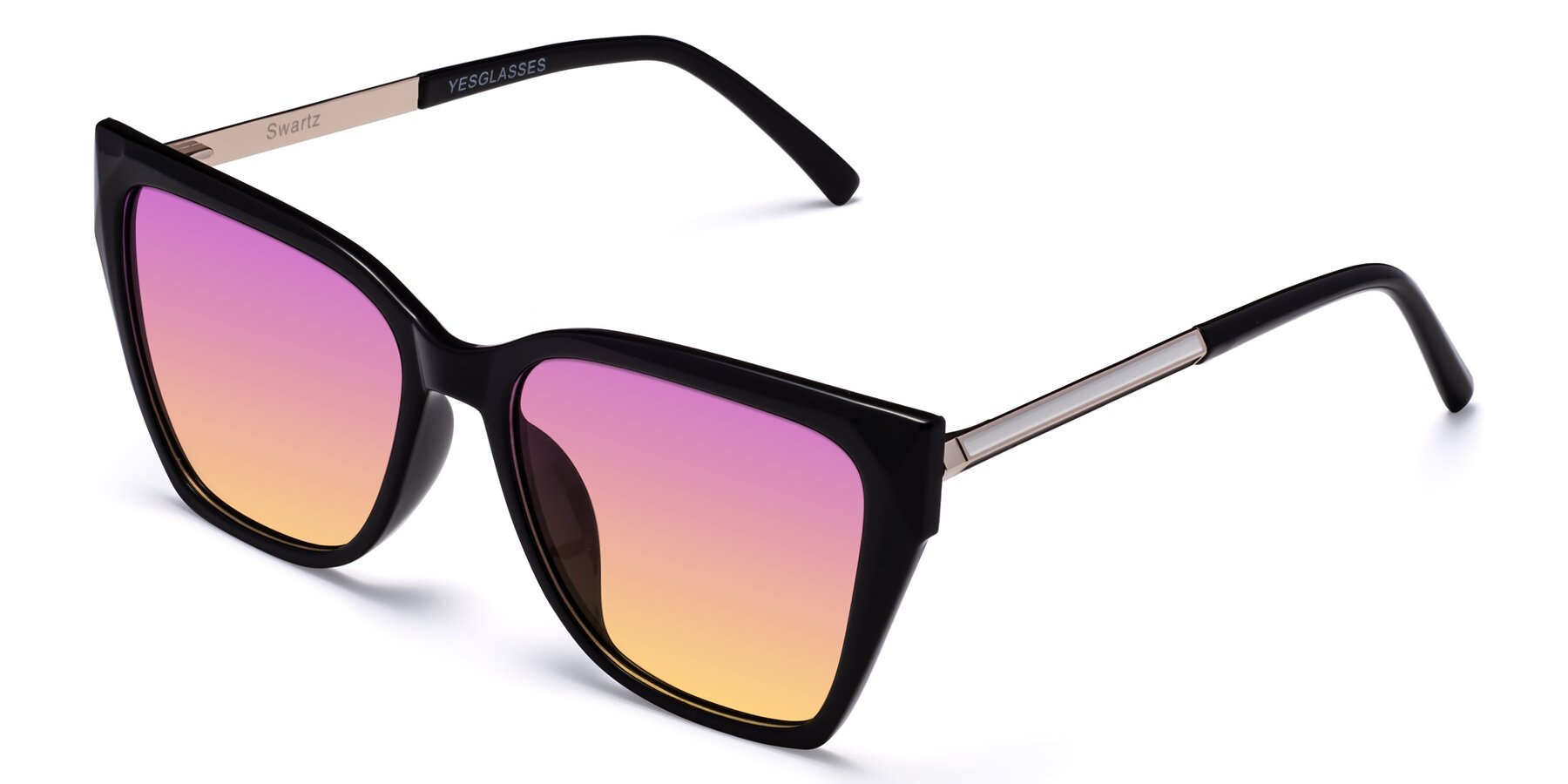 Angle of Swartz in Black with Purple / Yellow Gradient Lenses