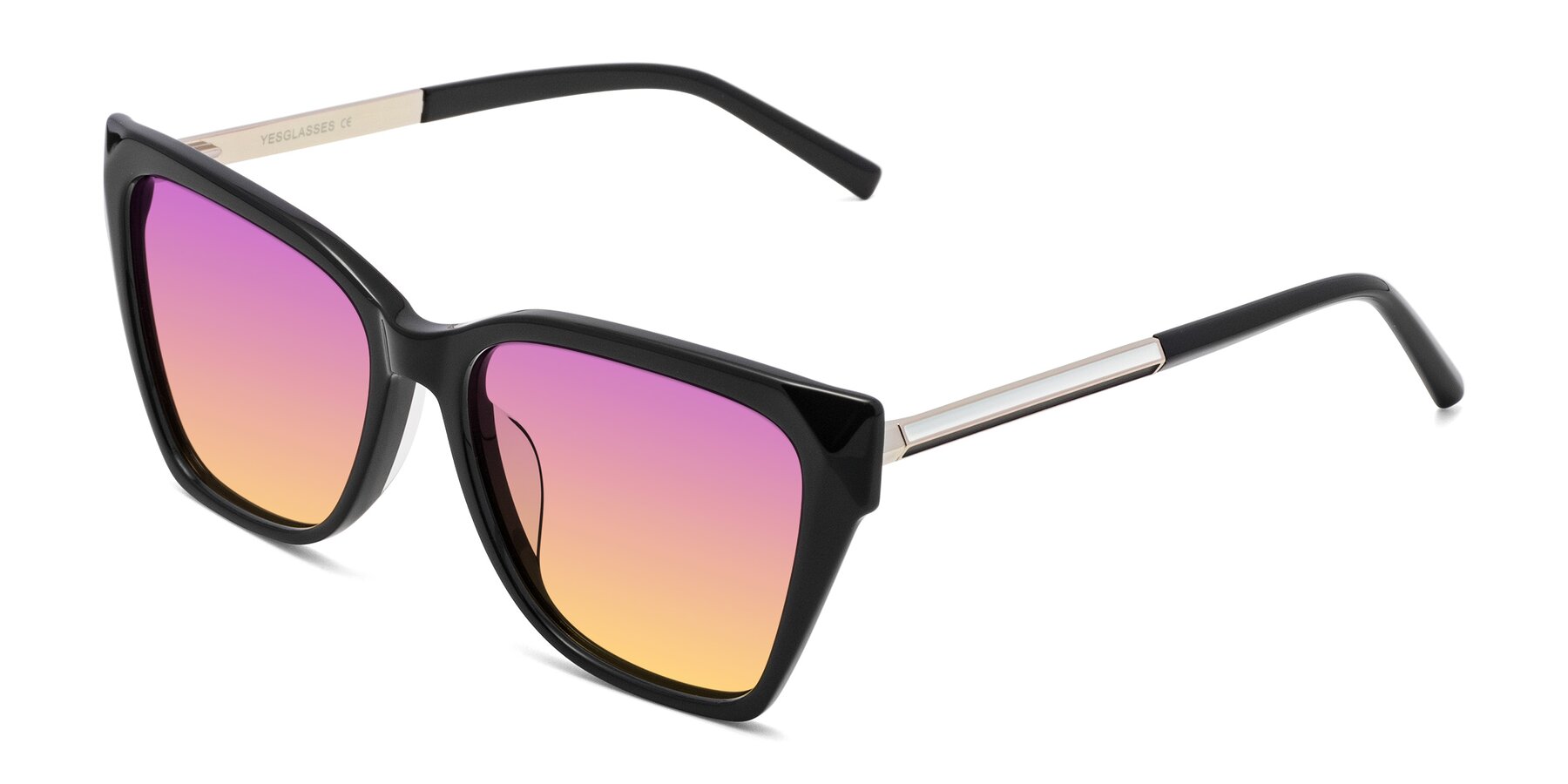 Angle of Swartz in Black with Purple / Yellow Gradient Lenses