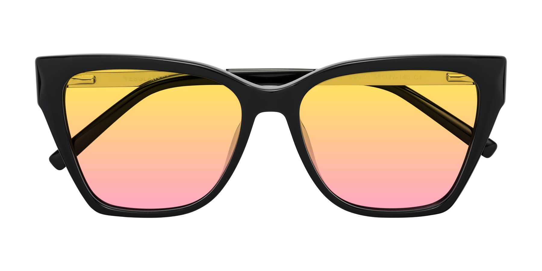 Folded Front of Swartz in Black with Yellow / Pink Gradient Lenses