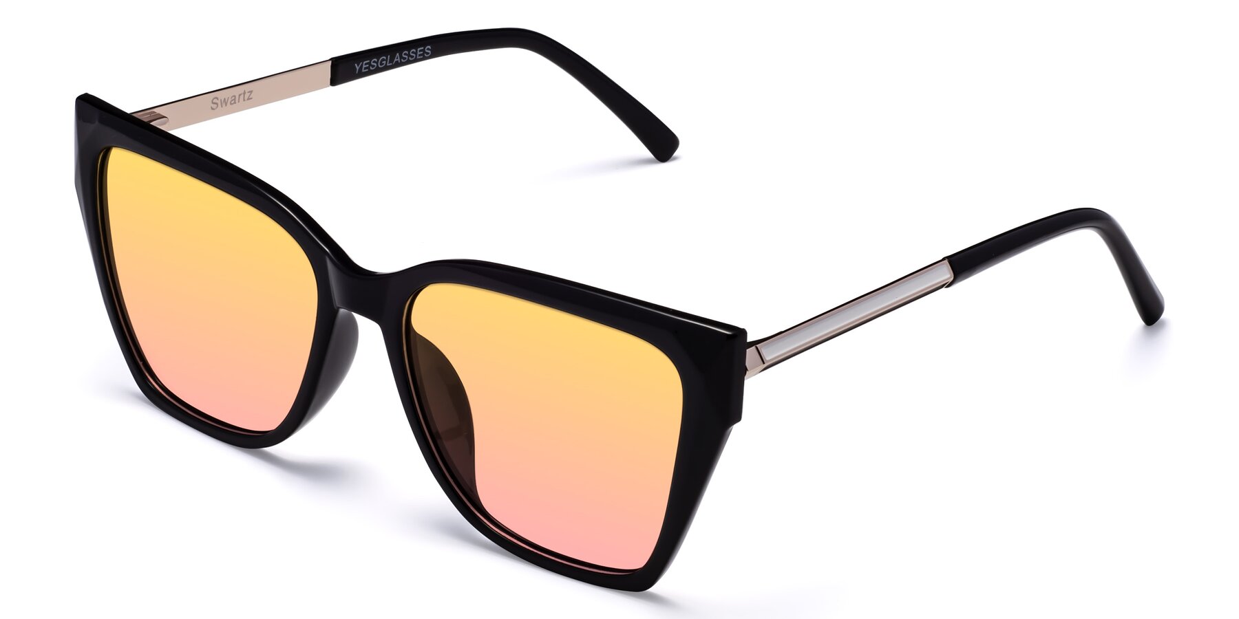 Angle of Swartz in Black with Yellow / Pink Gradient Lenses