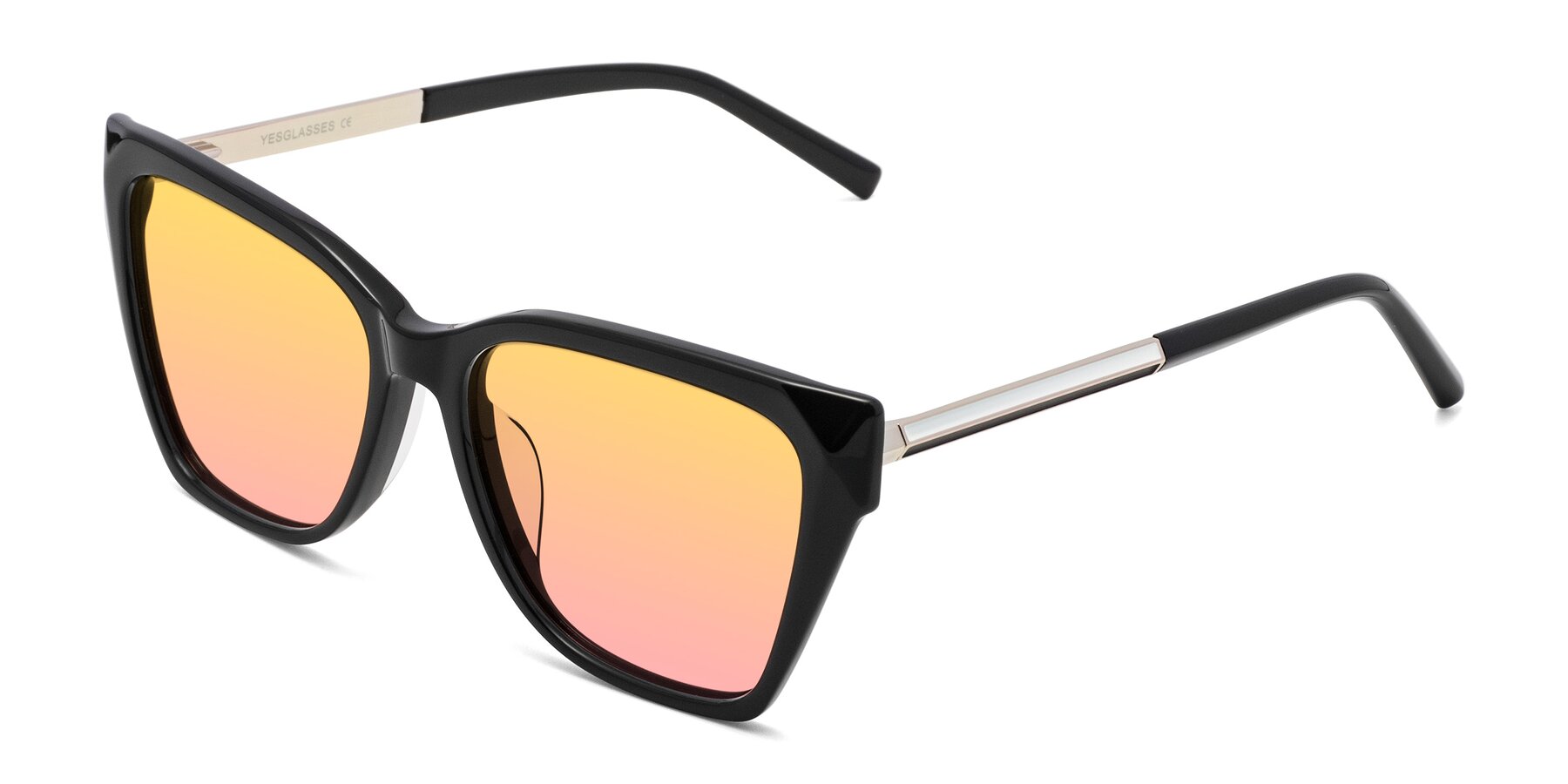 Angle of Swartz in Black with Yellow / Pink Gradient Lenses