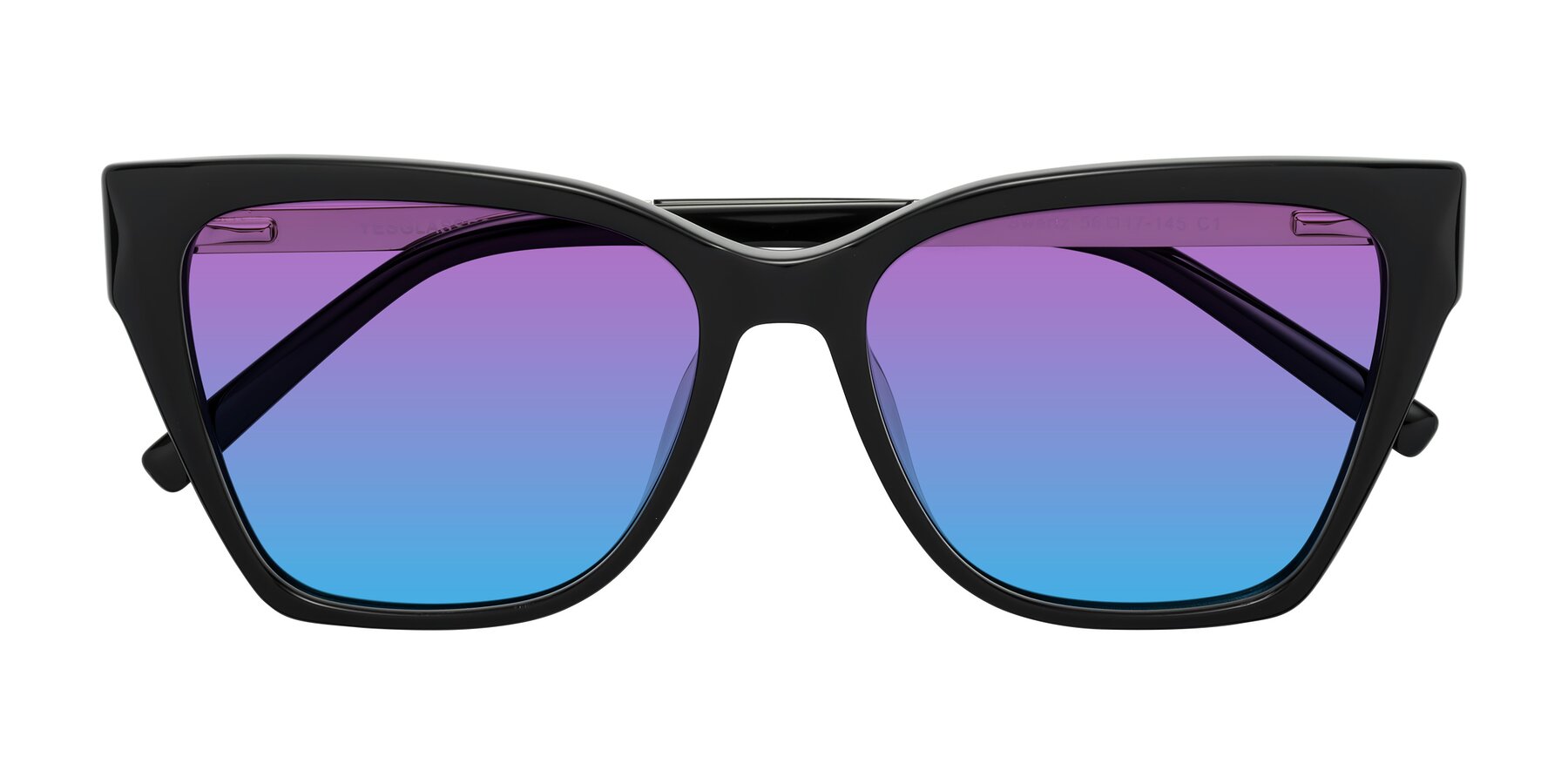 Folded Front of Swartz in Black with Purple / Blue Gradient Lenses