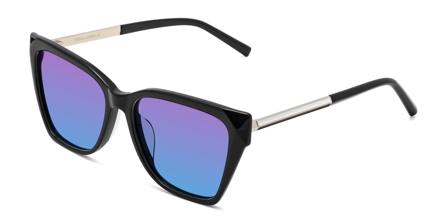 Angle of Swartz in Black with Purple / Blue Gradient Lenses