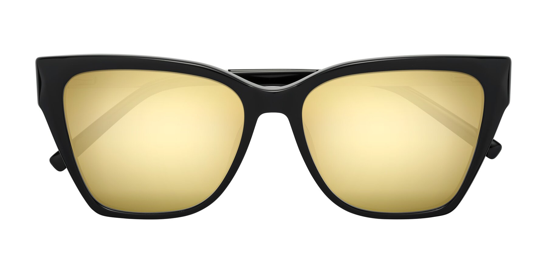 Folded Front of Swartz in Black with Gold Mirrored Lenses