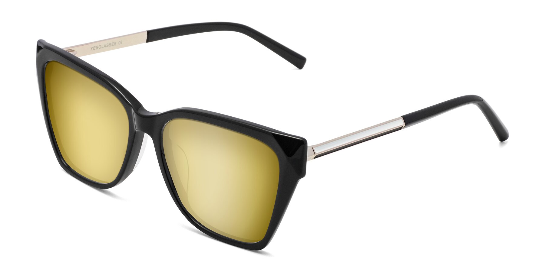 Angle of Swartz in Black with Gold Mirrored Lenses