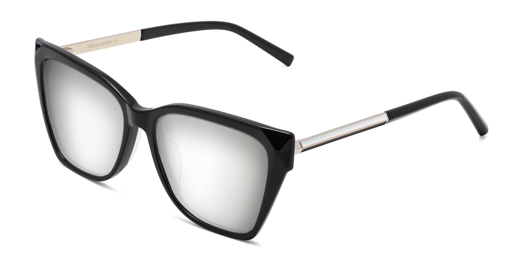 Angle of Swartz in Black with Silver Mirrored Lenses
