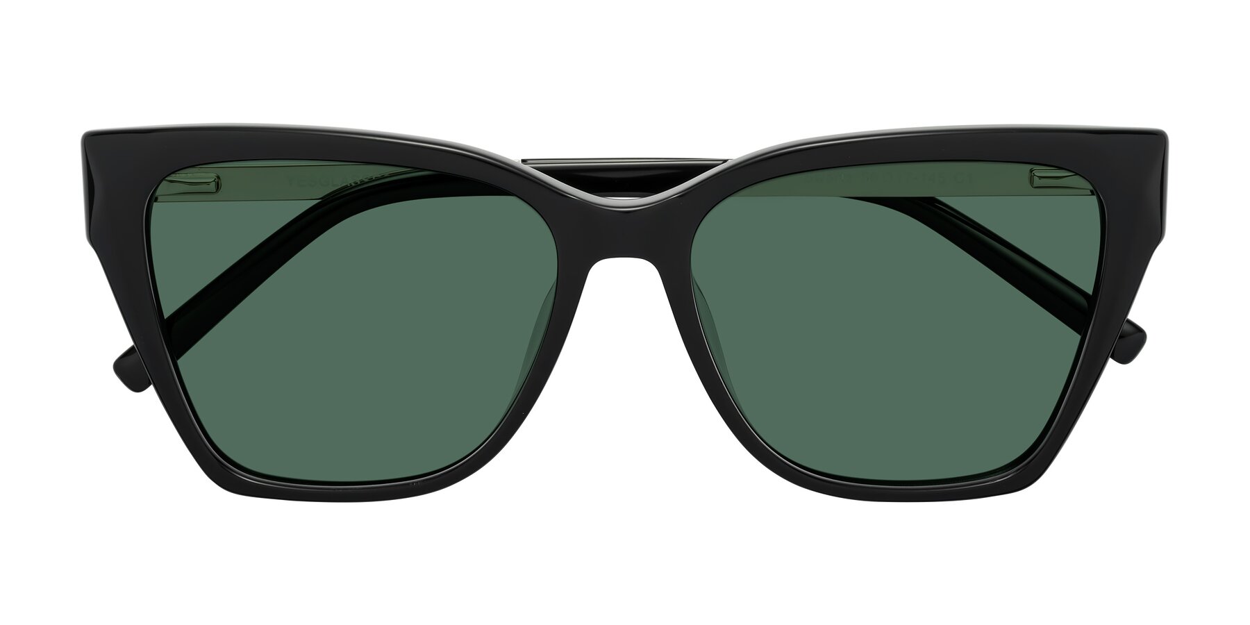 Folded Front of Swartz in Black with Green Polarized Lenses