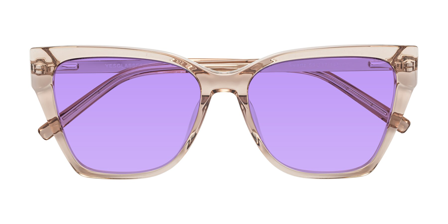 Folded Front of Swartz in Amber with Medium Purple Tinted Lenses