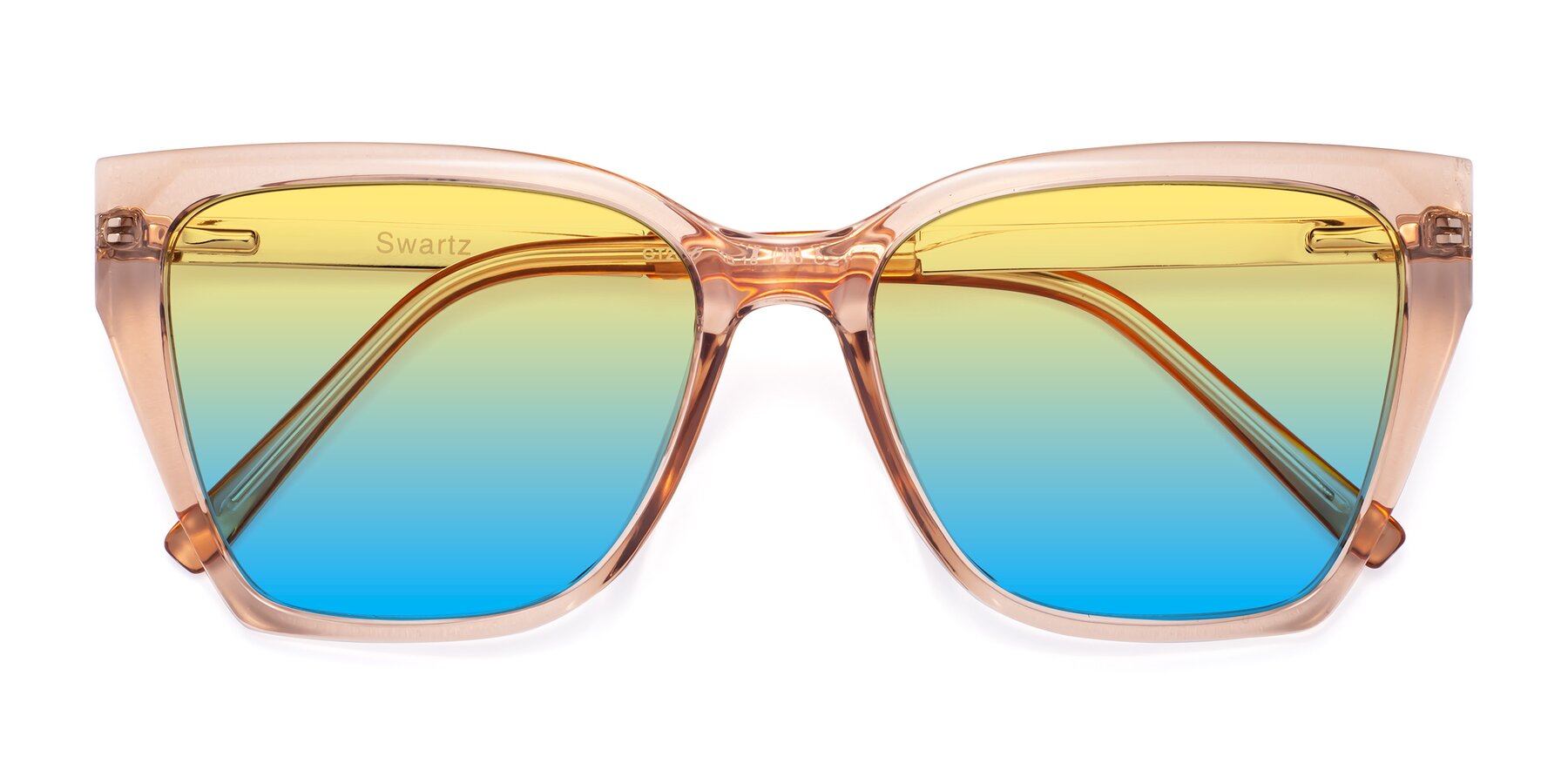 Folded Front of Swartz in Amber with Yellow / Blue Gradient Lenses