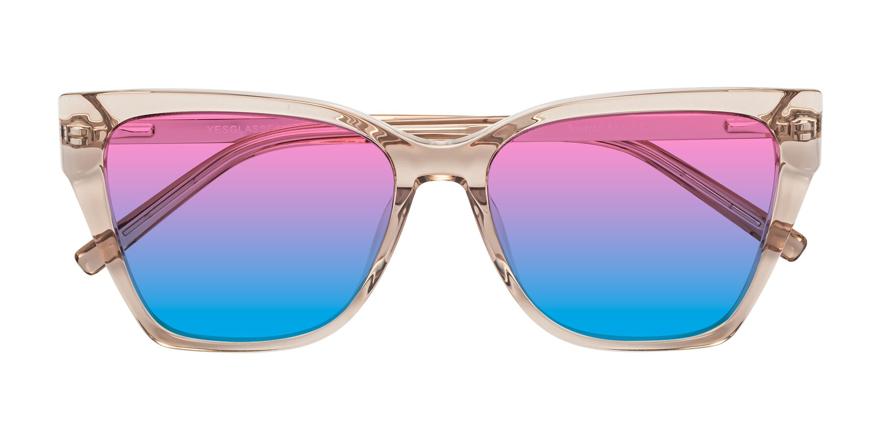 Folded Front of Swartz in Amber with Pink / Blue Gradient Lenses