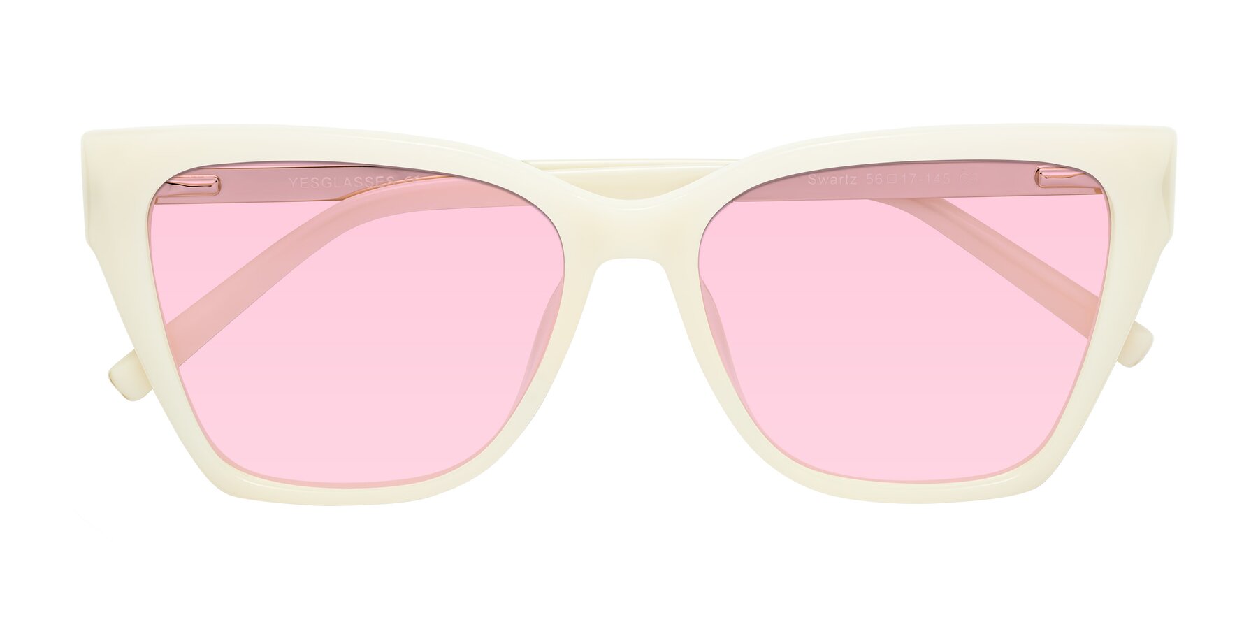 Folded Front of Swartz in Ivory with Light Pink Tinted Lenses
