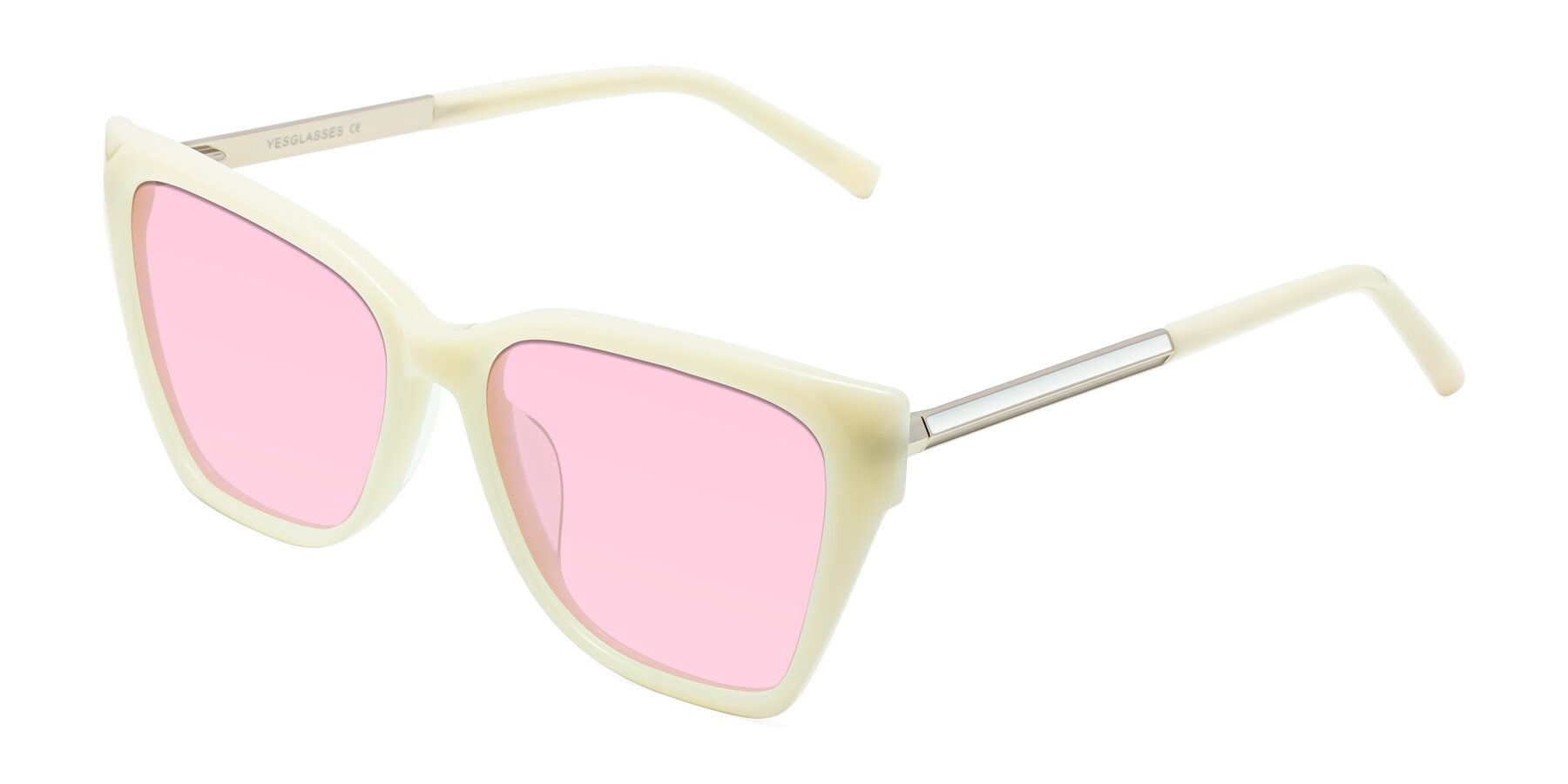 Angle of Swartz in Ivory with Light Pink Tinted Lenses