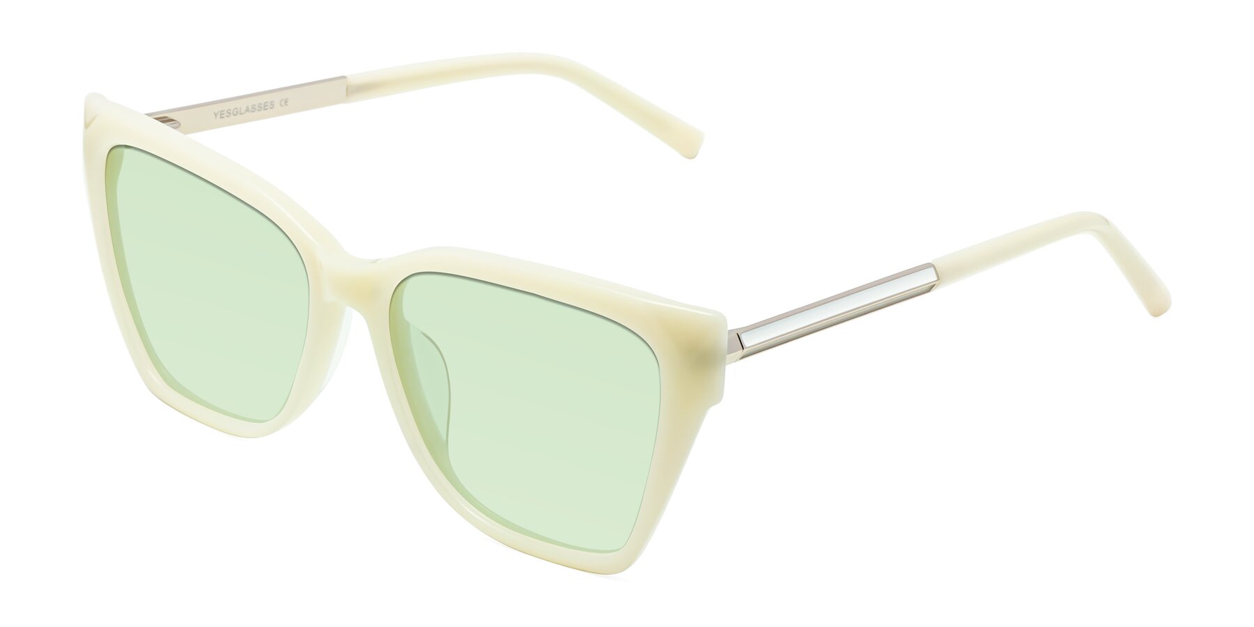Angle of Swartz in Ivory with Light Green Tinted Lenses