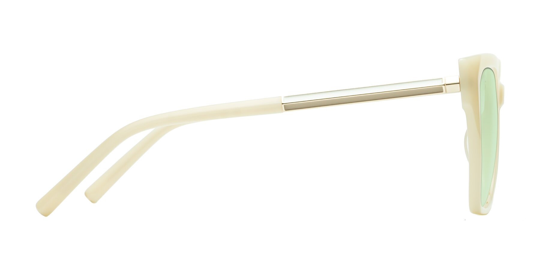 Side of Swartz in Ivory with Light Green Tinted Lenses