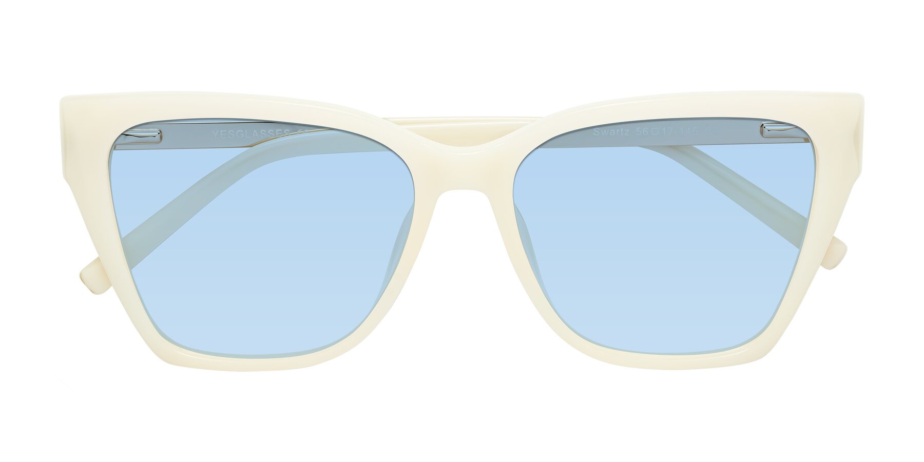 Folded Front of Swartz in Ivory with Light Blue Tinted Lenses
